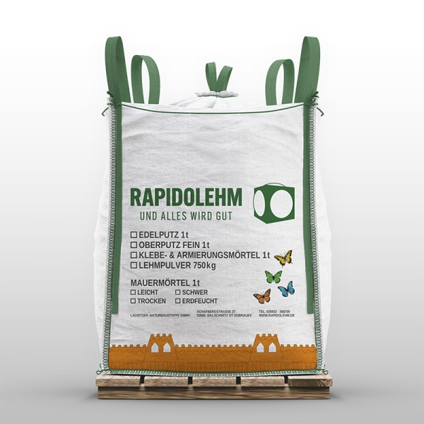 Rapido Lehmmauermörtel leicht 0 - 2 erdfeucht 1t Bigbag auf Europalette nach DIN 18946